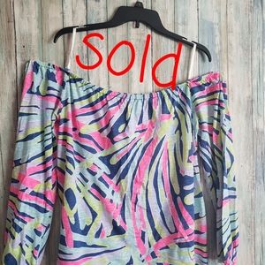 Lilly Pulitzer Enna Knit Blouse Top Off The Shoulder